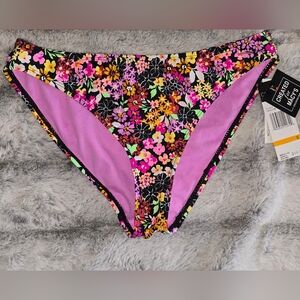 California Waves Basic Floral Scoop Bottom‎ Bikini Size SM